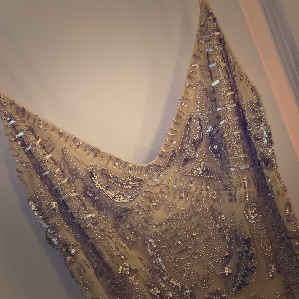 Jovani spaghetti strap beaded dress.
